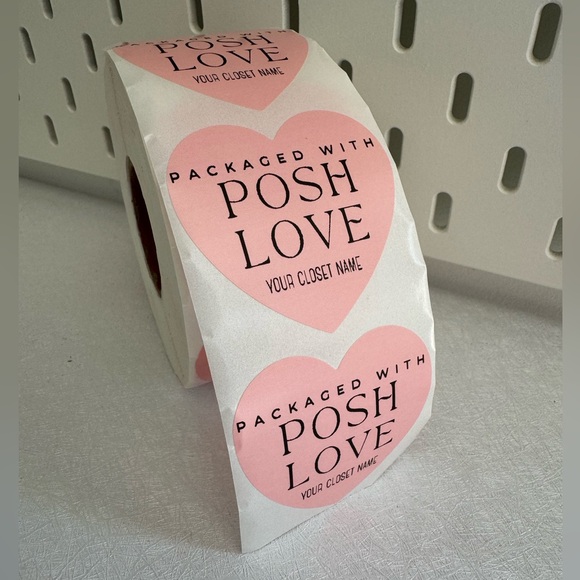 Custom Heart Stickers Labels - packed with posh love custom poshmark name  new - Picture 3 of 11